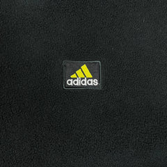 Vintage 90s Adidas Fleece Mens XL Black 3 Stripe Spell Out Full Zip Jacket