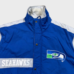 Vintage 90s Logo 7 Seattle Seahawks Jacket Mens Large Blue NFL Football Bomber