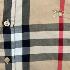 Burberry Brit Shirt Mens XL Beige Plaid Nova Check Casual Preppy Button Up