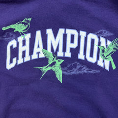 Champion Hoodie Mens Large Purple Authentic Graphic Pullover Hooded Sweater