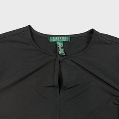 Lauren Ralph Lauren Keyhole Tunic Top Womens Small Black Long Sleeve Shirt