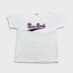 Vintage Y2K New York City T Shirt Mens XL White Fruit of The Loom Short Sleeve Tee