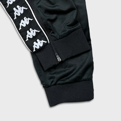 Kappa Track Pants Mens Medium Black Side Tape Athletic Taper Leg Gym Jogger