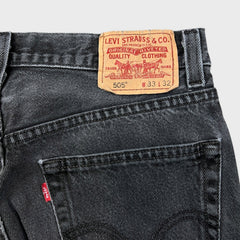Vintage Y2K Levi's 505 Jeans Mens 33x32 Black Regular Fit Straight Leg Dark Wash Faded Denim Pants