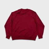 Vintage 80s Lacoste Wool Blend Sweater Mens Large Red V-Neck Pullover