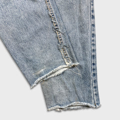 Vintage 90s Levi's 550 Jeans Mens 34x29 Blue Relaxed Fit Tapered Leg Frayed Denim