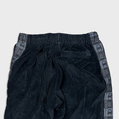 Champion Velour Pants Mens XL Black Script Taper Leg Side Tape Lounge Sweatpants