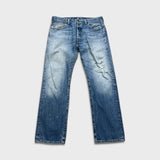 Levi's 501 Jeans Mens 34x30 Blue Original Fit Straight Distress Medium Wash Denim Pants