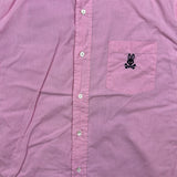 Psycho Bunny Button Up Pocket Shirt Mens Large Pink Gingham Preppy Short Sleeve