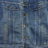Vintage 90s Lee Storm Rider Denim Jacket Mens Large Blue Light Wash Blanket Lined Trucker Western