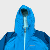 Patagonia Jacket Womens Medium Blue Spell Out Full Zip Outdoor Lined