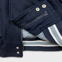 Vintage Y2K Makaveli Leather Jacket Mens Large Blue Tupac Shakur Varsity Letterman