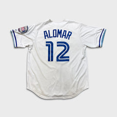 Vintage 2011 Majestic Roberto Alomar Toronto Blue Jays Hall of Fame Jersey Mens Large White MLB Baseball