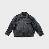 Vintage 90s Danier Leather Jacket Mens XL Black Heavyweight Full Zip Coat