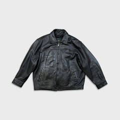 Vintage 90s Danier Leather Jacket Mens XL Black Heavyweight Full Zip Coat