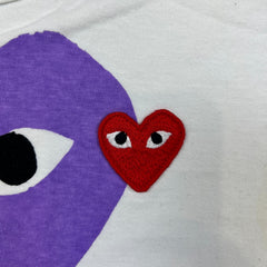Comme des Garcons Play T Shirt Mens Small White CDG Play Purple Heart Tee