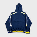 Vintage 90s Pony Hoodie Men XL Blue Embroidered Logo Thrashed Hooded Sweater