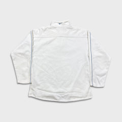 Vintage 90s Nike Athletics 1/4 Zip Sweatshirt Mens Medium White Swoosh Pullover