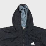 Vintage 90s Adidas Jacket Mens Large Black Essential Stripe Full Zip