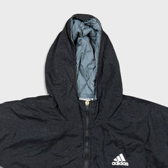 Vintage 90s Adidas Jacket Mens Large Black Essential Stripe Full Zip