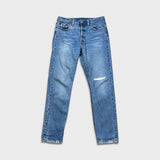 Levi's 501 S Jeans Womens 29x28 Blue Skinny Taper Leg Light Wash Distressed Denim Pants
