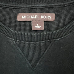 Michael Kors Sweatshirt Mens Large Black Embroidered MK Logo Pullover Sweater