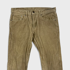 Levi's 502 Pants Mens 32x26 Beige Corduroy Tapered Stretch Regular Fit Mid Rise