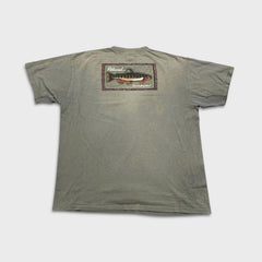 Vintage 90s Woolrich Trout Fishing T Shirt Mens XL Green USA Released Forgotten Tee