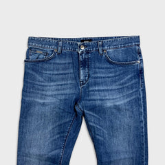 HUGO BOSS Jeans Mens 36x30 Blue Slim Straight Fit Stretch Medium Wash Denim Pants