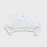 Nike Sportswear Sweatshirt Womens Small White Center Swoosh Crop Pullover Crewneck
