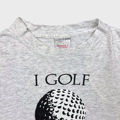 Vintage 1990 I Golf Therefore I Am T Shirt Mens Large Gray USA Sportswear Tee