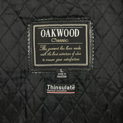 Vintage 90s Oakwood Classic Genuine Leather Jacket Mens Large Black Thinsulate Insulated
