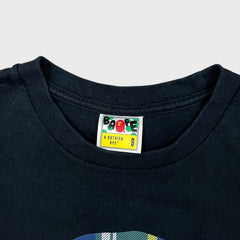 SS23 BAPE Check By Bathing Ape Tee Mens Small Black Plaid Tartan Ape Head T Shirt