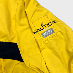 Nautica Jacket Mens XL Yellow NS83 Sailboat Logo Reversible Fleece Full Zip Coat