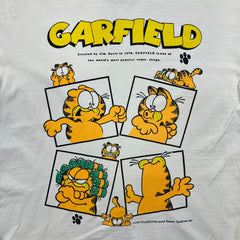 Vintage 90s Garfield Jim David T Shirt Mens Large While Single Stitch Cartoon
