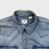 Levi's Barstow Western Denim Shirt Mens Medium Blue Light Wash Western Pearl Snap