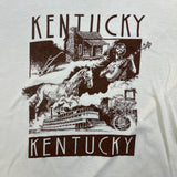 Vintage 80s Americana Glasgow Kentucky T Shirt Mens Large Biege Single Stitch USA