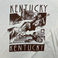 Vintage 80s Americana Glasgow Kentucky T Shirt Mens Large Biege Single Stitch USA