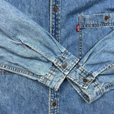 Vintage 90s Levi's Denim Shirt Mens XL Blue Faded Light Wash Button Up
