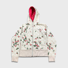 Lululemon Scuba Hoodie Womens Small Beige AOP Full Zip Floral Hooded Sweatshirt