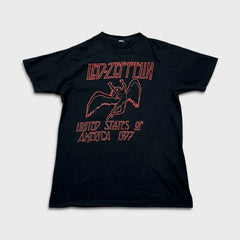 Led Zeppelin T Shirt Mens Small Black 1977 Rock Band Graphic Tee