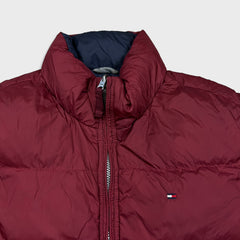 Tommy Hilfiger Jacket Mens Medium Red Reversible Down Puffer Heavy Coat