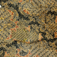 Vintage 90s Anchor Blue Batik Shirt Mens Large Yellow Paisley Floral Rayon Hawaiian Button Up