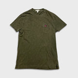 Burberry Brit T Shirt Mens Small Green Slub Cotton Pocket Metallic Knight Tee