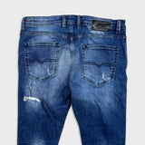 Diesel Jeans Mens 34x32 Blue Tepphar Slim Tapered Fit Medium Wash Distress Denim Pants