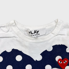 Comme des Garcons Play T Shirt Mens Small White CDG Play Polka Dot Heart Tee