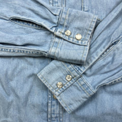 Levi's Denim Shirt Mens Small Blue Light Wash Casual Western Pearl Snap