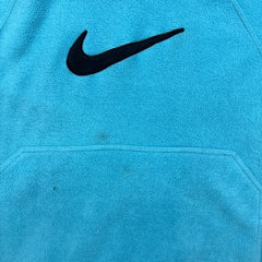Vintage Y2K Nike Sportswear Fleece Mens Large Blue Swoosh Pullover Hooded Jacket
