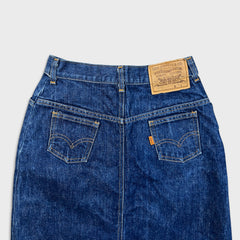 Vintage 70s Miss Levi’s Denim Skirt Womens 26x18 Orange Tab USA High Waist