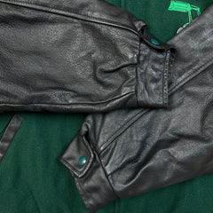 Vintage 80s  John Deere Jacket Mens Large Green Welland Works Loader Wool Leather Varsity